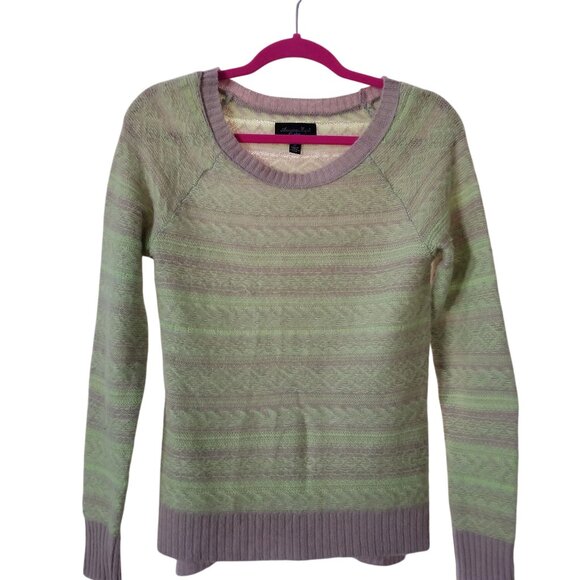 American Eagle Outfitters Womens S/P Green & Beige Knit Sweater With Subtle Patt - Picture 1 of 4